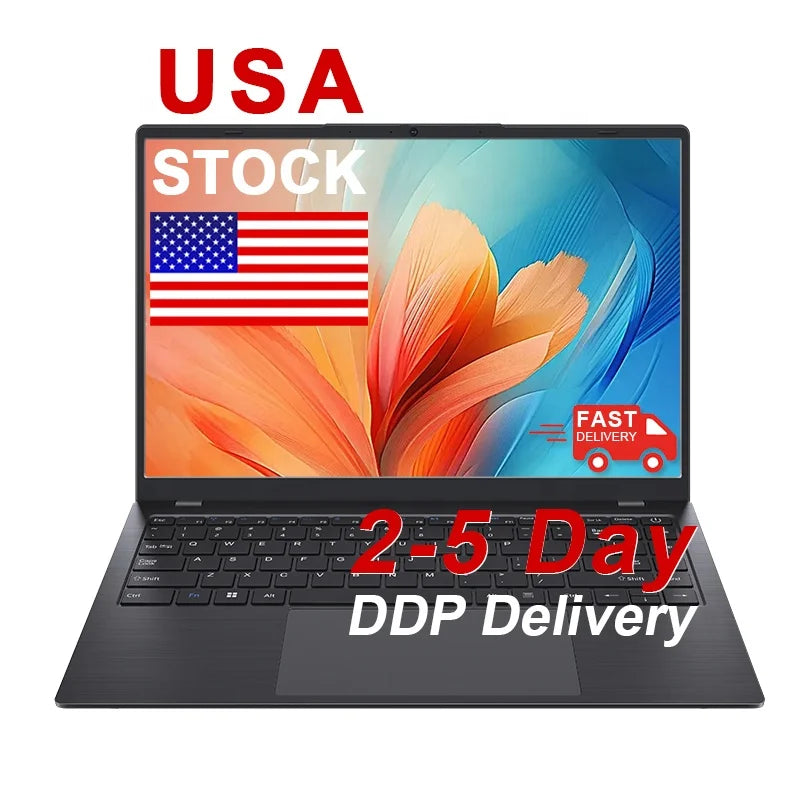 DDP USA Stock 14 Inch Win11 Pro Laptops New 8GB Ram Ddr4 256GB Ssd Student Pc Portable Computer Notebook